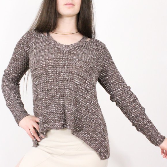 *American Eagle Outfitters V Neck Brown Knitted Sweater - Picture 1 of 6